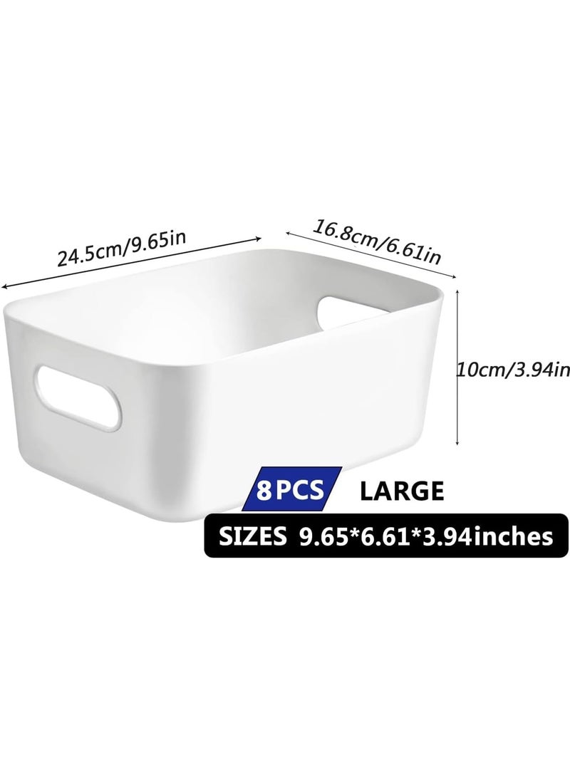 FALAHOM 8 Pack Storage Bins and Baskets, White Storage Bin Pantry Organizer Bins, Durable Storage Basket Cabinet Organizer, Storage Containers for Kitchen Cupboard, Bathroom, Office - Image 3