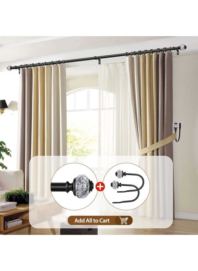 USFOOK 7/8 inch Curtain Rods for Windows 32 to 120 Inch, Telescoping Splicing Drapery Rods, Decoration for Home with Black Decorative Translucent Finials - Image 5