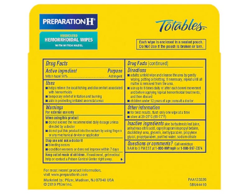 Preparation H Totables Irritation Relief Wipes 10 Each (Pack of 3) - Image 4