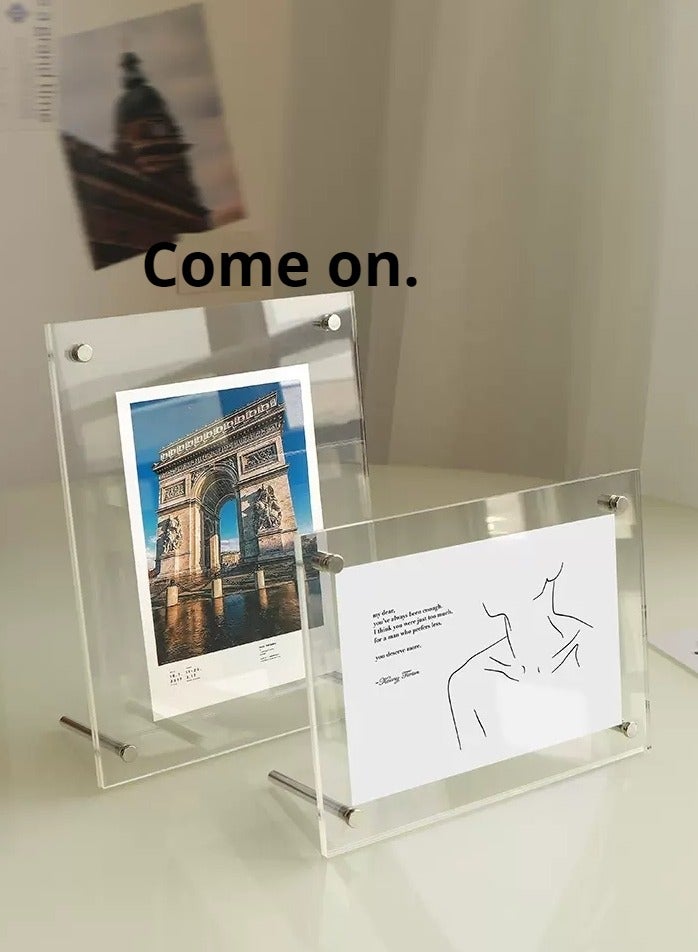 JiFENG 6-inch Photo Frames Double Sided Acrylic Magnetic Picture Frame Desktop Postcard Display - Image 1