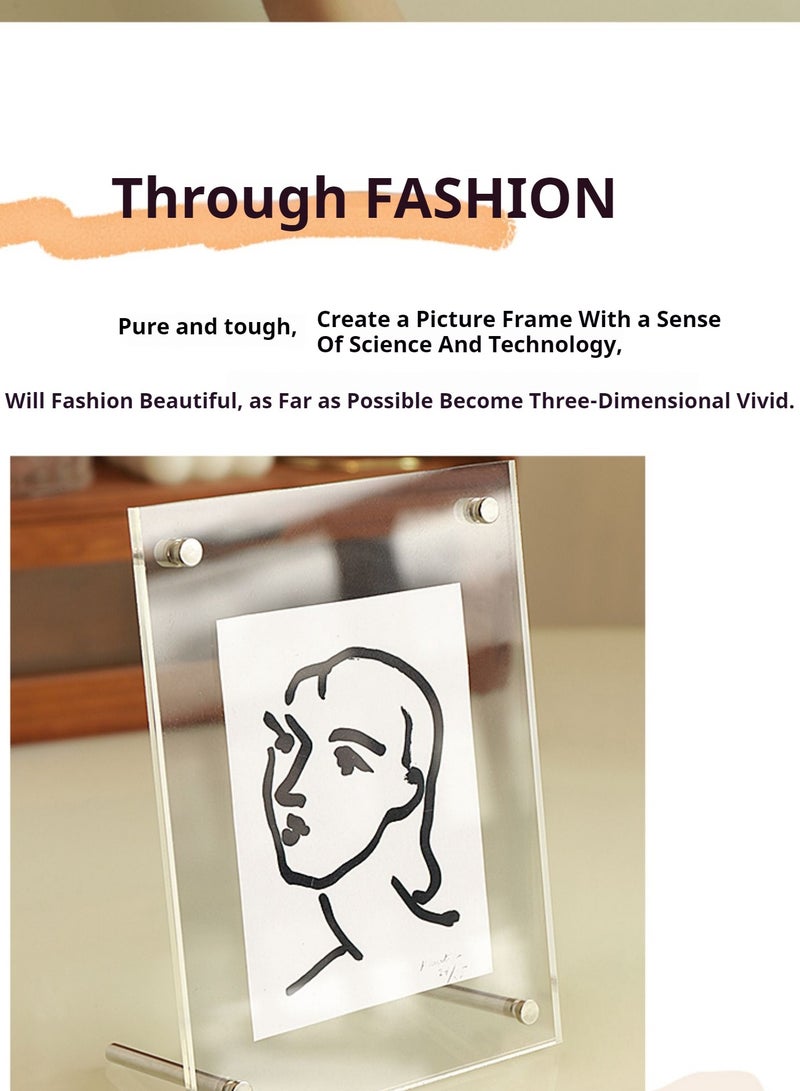 JiFENG 6-inch Photo Frames Double Sided Acrylic Magnetic Picture Frame Desktop Postcard Display - Image 3