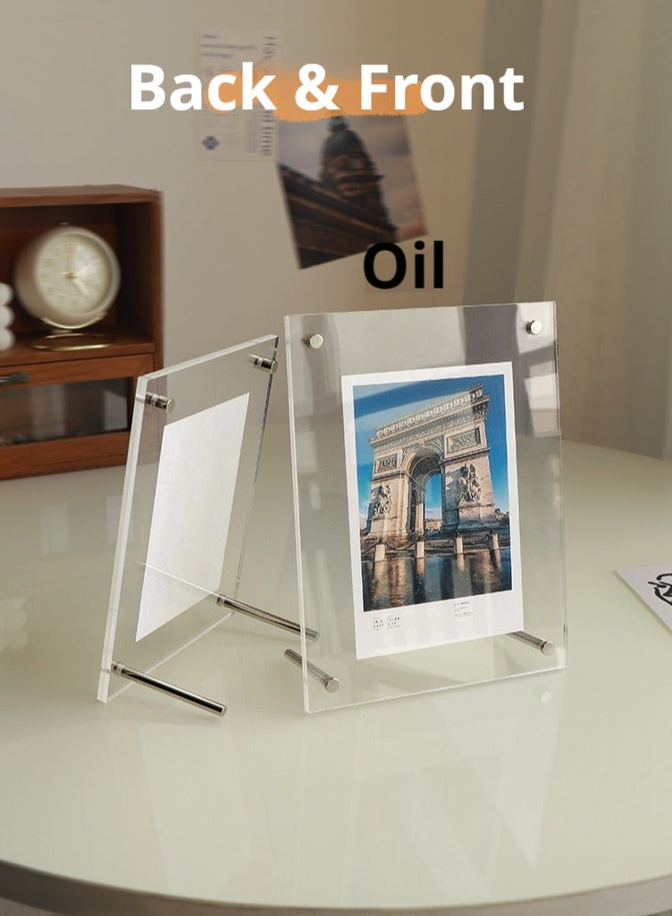 JiFENG 6-inch Photo Frames Double Sided Acrylic Magnetic Picture Frame Desktop Postcard Display - Image 5