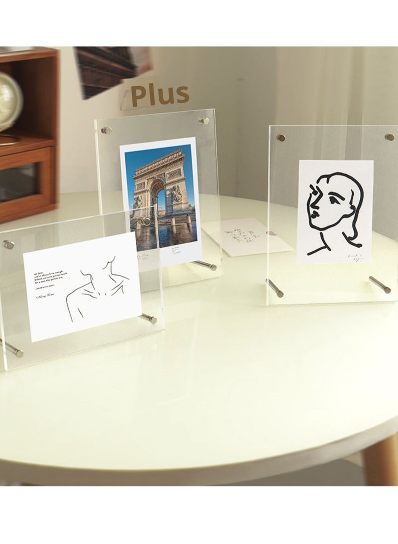 JiFENG 6-inch Photo Frames Double Sided Acrylic Magnetic Picture Frame Desktop Postcard Display - Image 4