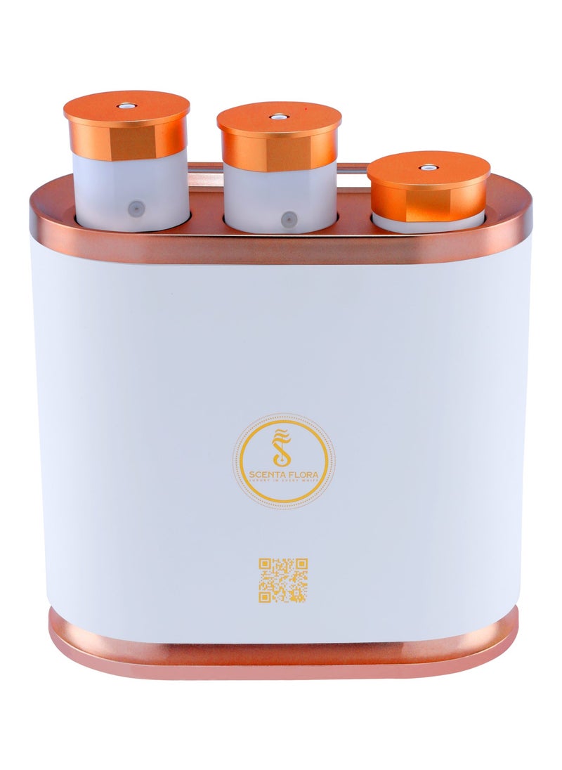 سينتا فلورا SCENT TRINITY - موزع عطور بثلاث رؤوس رذاذ، يتحكم فيه بالتطبيق، استكشف 3 روائح مميزة (أبيض)  - Image 1