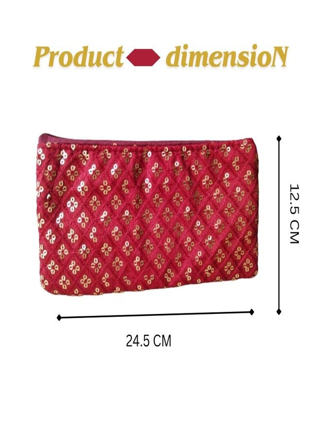 PRISMAXIC Traditional Vintage Embroidered Potli Purse for Women with Zipper Return Gifts Potli Pouches for Ladies Potli for Gifting Pack of - 6 Multicolor - Image 3