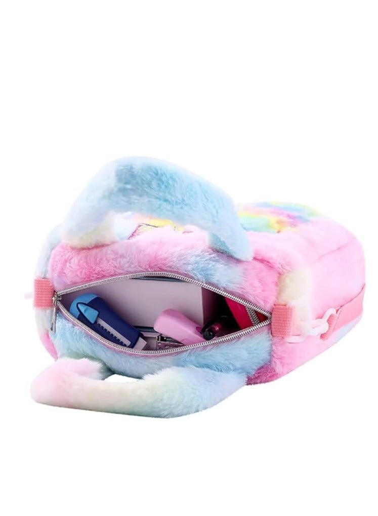 Sylqvxh Plush Backpack Toddler Girls School Bag Plush Backpack Fluffy Mini Cute Animal Cartoon Kawaii Bag Handbag Little Girls Gifts Travel Shoulder Travel Plush Rainbow Schoolbag - Image 3