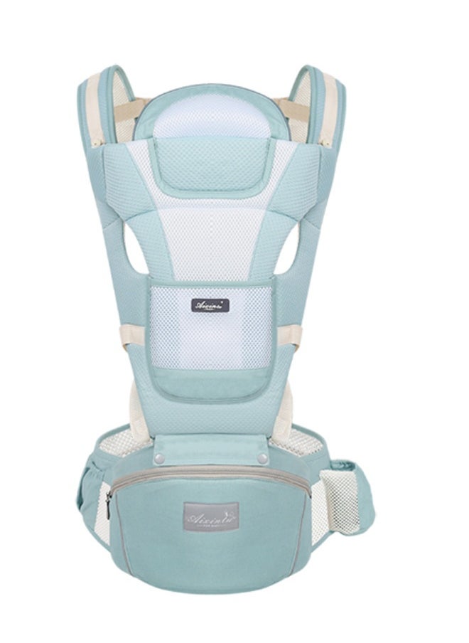 EHOME Baby Carrier with Hip Seat, Multi-Functional 6 in 1 Baby Wrap Carrier Newborn to Toddler for All Seasons Ergonomic Baby Sling Carrier Hands Free Baby Backpack 30kg (Green)  - Image 2