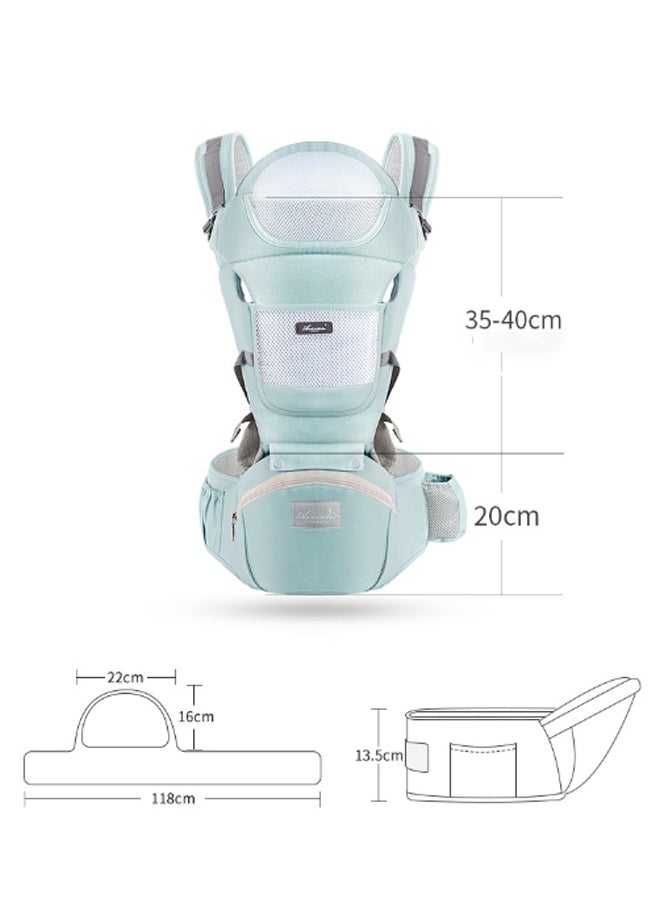 EHOME Baby Carrier with Hip Seat, Multi-Functional 6 in 1 Baby Wrap Carrier Newborn to Toddler for All Seasons Ergonomic Baby Sling Carrier Hands Free Baby Backpack 30kg (Green)  - Image 3
