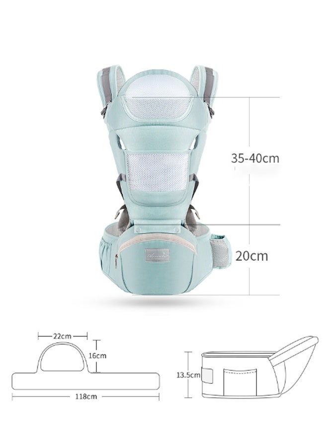 EHOME Baby Carrier with Hip Seat, Multi-Functional 6 in 1 Baby Wrap Carrier Newborn to Toddler for All Seasons Ergonomic Baby Sling Carrier Hands Free Baby Backpack 30kg (Green) - Image 3