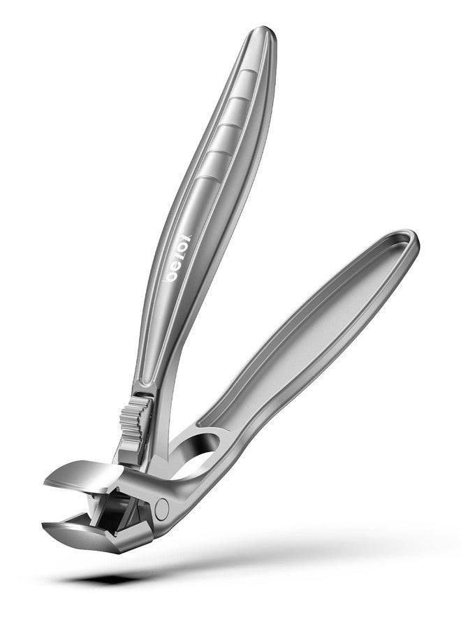 BEZOX Curved Toenail Clippers for Seniors – Safety Lock, Wide Opening, and Anti-Slip Grip Nail Clipper for Thick Nails - Silver - Image 1