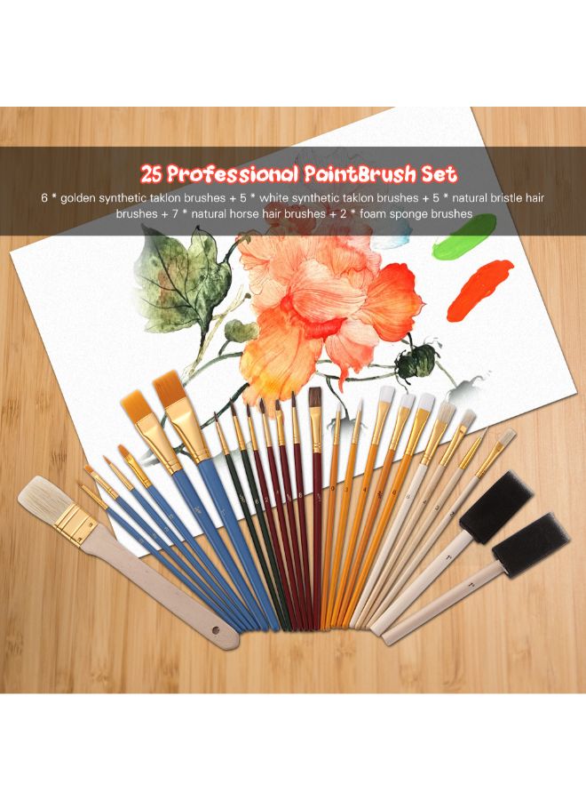 NIBEMINENT 25-Piece Paint Brush Set Multicolour - Image 3