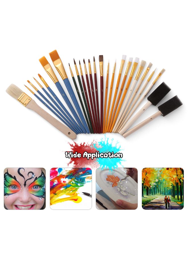 NIBEMINENT 25-Piece Paint Brush Set Multicolour - Image 5