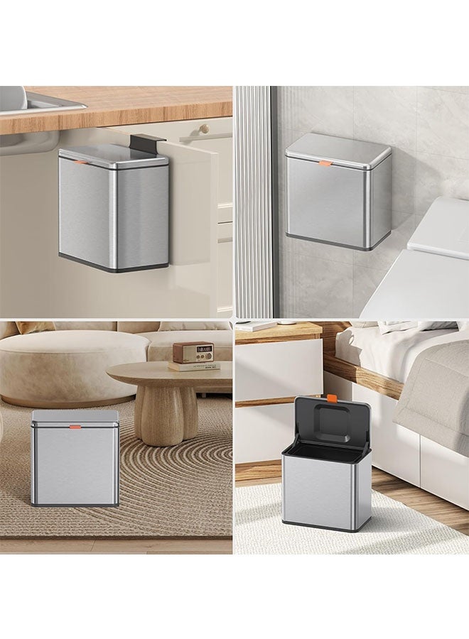 JCB CHIC Kitchen Compost Bin Hanging Trash Can With Lid 5L Stainl Steel Garbage Can For Kitchen Cabinet Door Mounted Trash Can(G2025-5L-silver) - Image 5