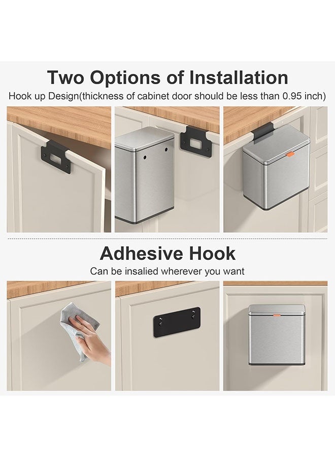 JCB CHIC Kitchen Compost Bin Hanging Trash Can With Lid 5L Stainl Steel Garbage Can For Kitchen Cabinet Door Mounted Trash Can(G2025-5L-silver) - Image 4