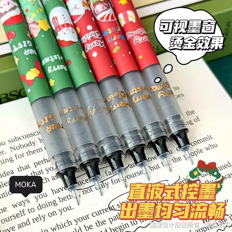 Amitasha Black Pen, 0.5mm Rollerball Pens Fine Point Black Roller Ball Liquid Ink Pen Christmas Gift for Students Writing Note Taking Educational Gifts - Image 4