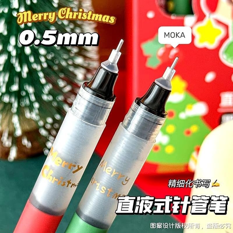 Amitasha Black Pen, 0.5mm Rollerball Pens Fine Point Black Roller Ball Liquid Ink Pen Christmas Gift for Students Writing Note Taking Educational Gifts - Image 2