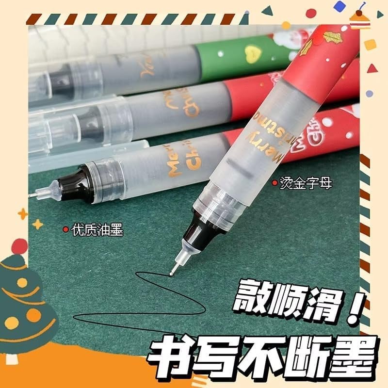 Amitasha Black Pen, 0.5mm Rollerball Pens Fine Point Black Roller Ball Liquid Ink Pen Christmas Gift for Students Writing Note Taking Educational Gifts - Image 3