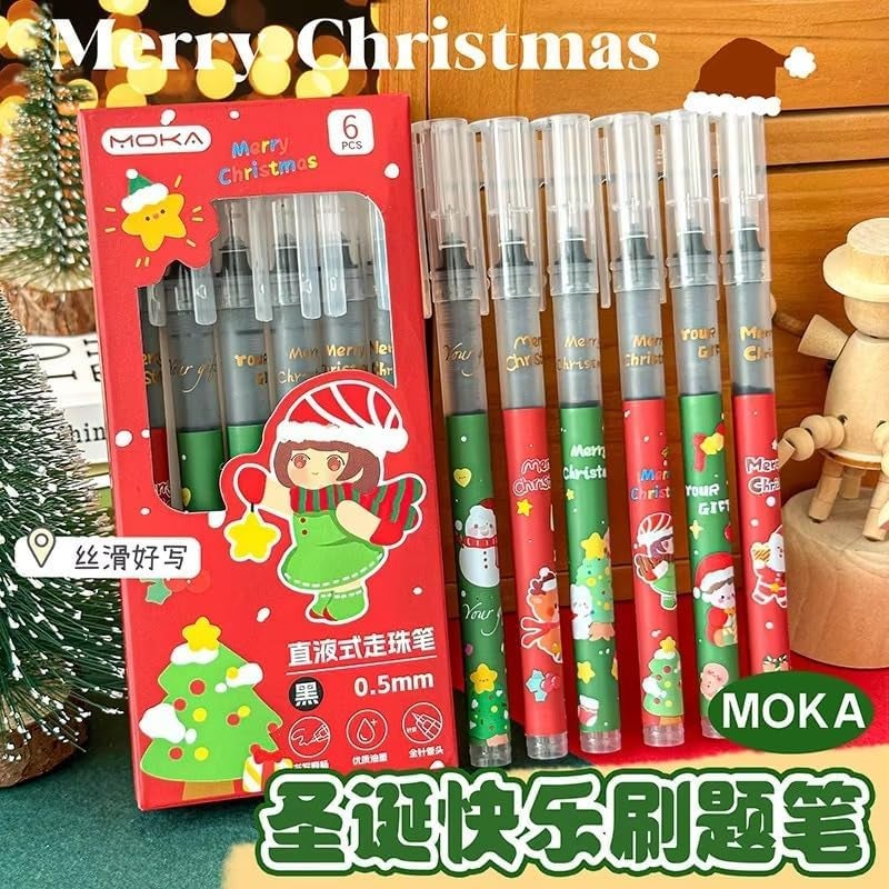 Amitasha Black Pen, 0.5mm Rollerball Pens Fine Point Black Roller Ball Liquid Ink Pen Christmas Gift for Students Writing Note Taking Educational Gifts - Image 5