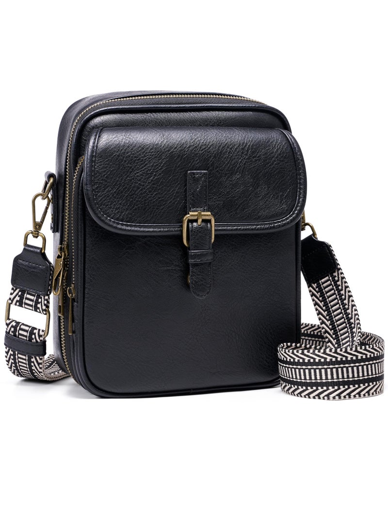 Yarnic Crossbody Bag for Women Men, Vegan Leather Anti-Theft Messenger Shoulder Bag, Vintage Cross Body Purse with Card Slots - Image 1