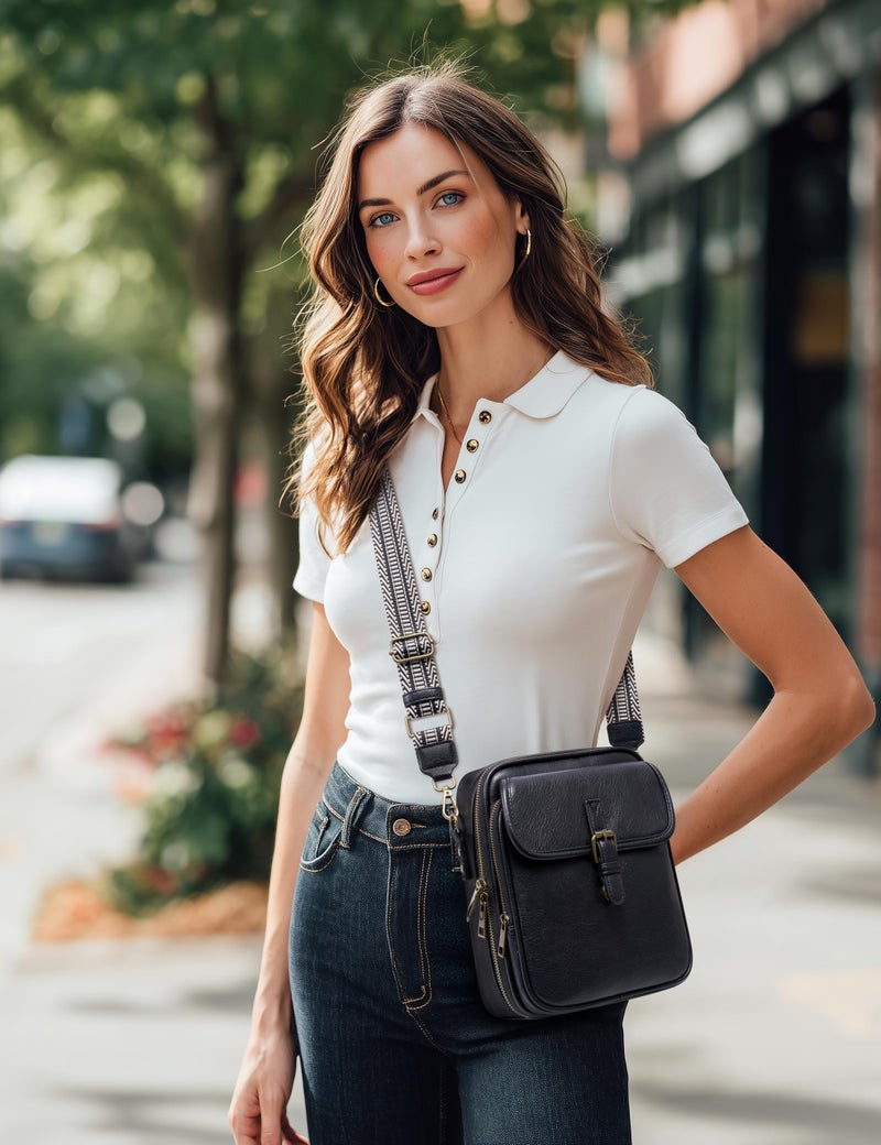 Yarnic Crossbody Bag for Women Men, Vegan Leather Anti-Theft Messenger Shoulder Bag, Vintage Cross Body Purse with Card Slots - Image 2