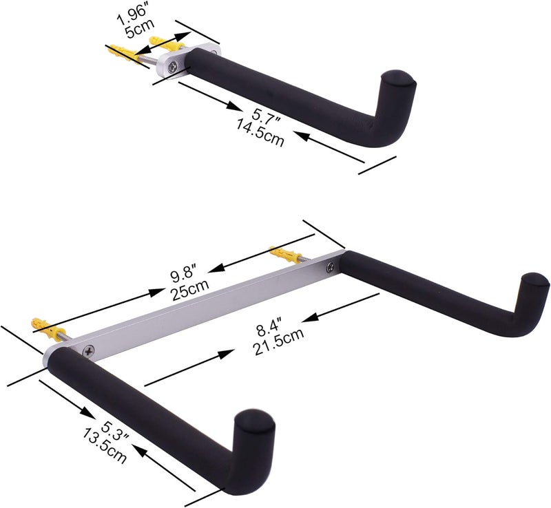 YYST Guitar Wall Mount Holder Tilt Display for Electric and Thin Body Guitars, Ukulele, Bass, Banjo at A Slanted Angle Sideways (Horizontal/Sideway Hanger) (No Instrument) - Image 2