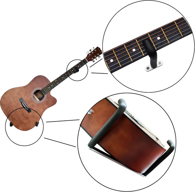 YYST Guitar Wall Mount Holder Tilt Display for Electric and Thin Body Guitars, Ukulele, Bass, Banjo at A Slanted Angle Sideways (Horizontal/Sideway Hanger) (No Instrument) - Image 3