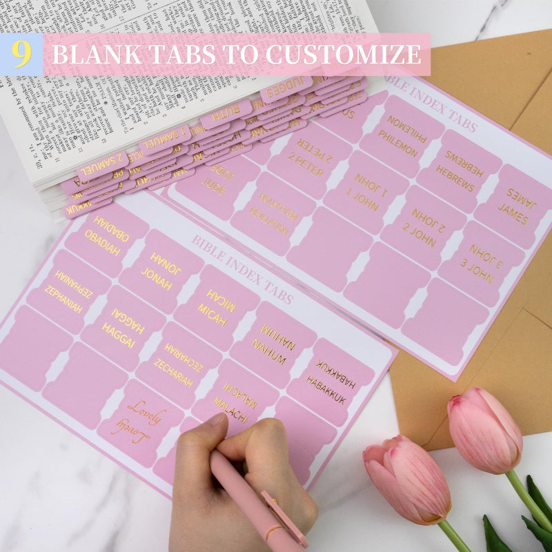 JIXZEN Laminated Bible Tabs for Women, 75 Embossed Gold Foil Large Print Index Tabs, Perfect for Bible Study, Chapter Organization & Easy Navigation (Pink) - Image 5