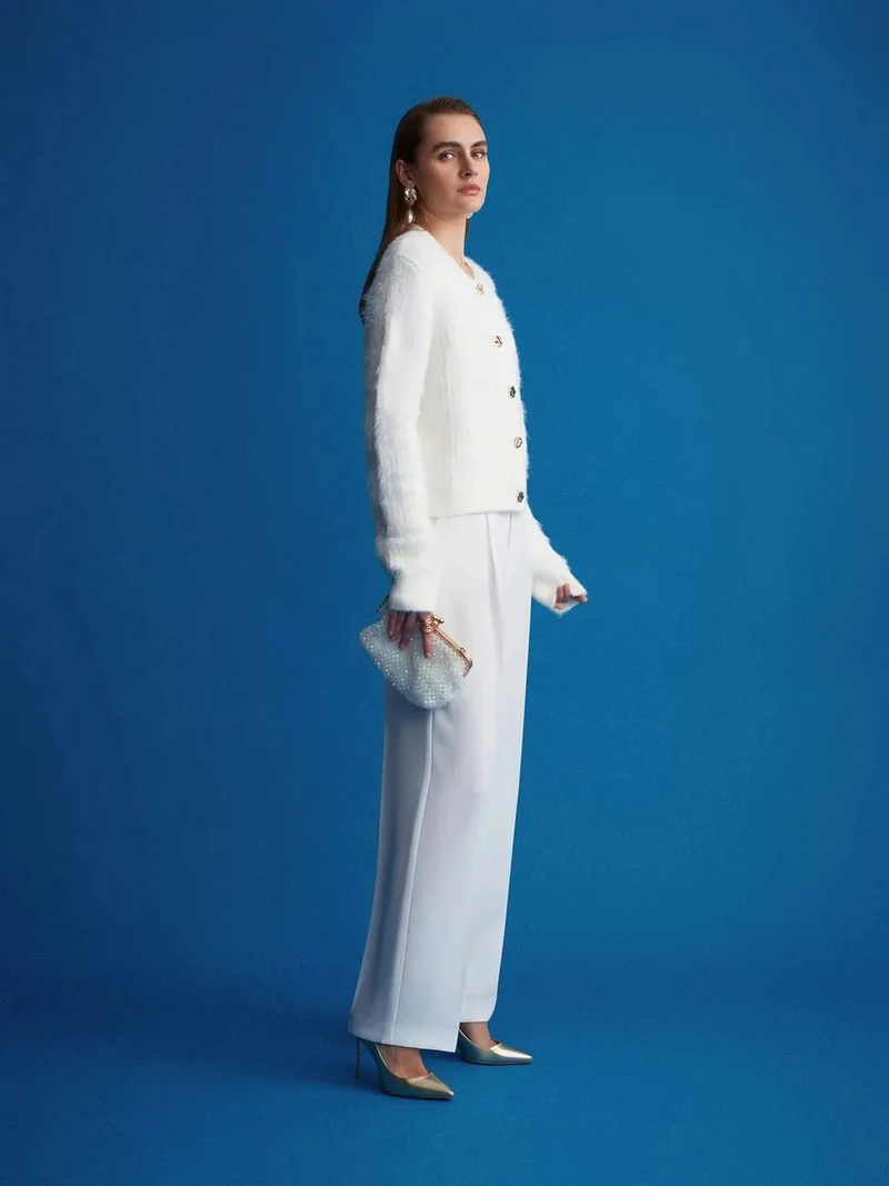 Dilvin DILVIN High-waist Wide-leg Crepe Trousers