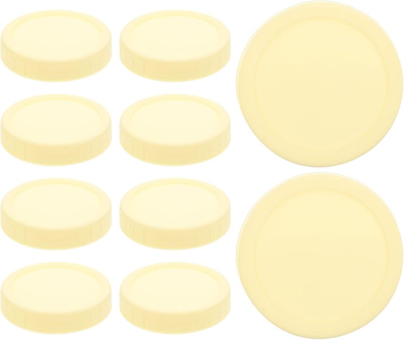 LIFKOME 10pcs Wide Mouth Jar Lids Sealed Bottle Covers Anti-leak Large Mouth Mason Jar Caps 86mm Yellow for Food Storage and Canning - Image 1