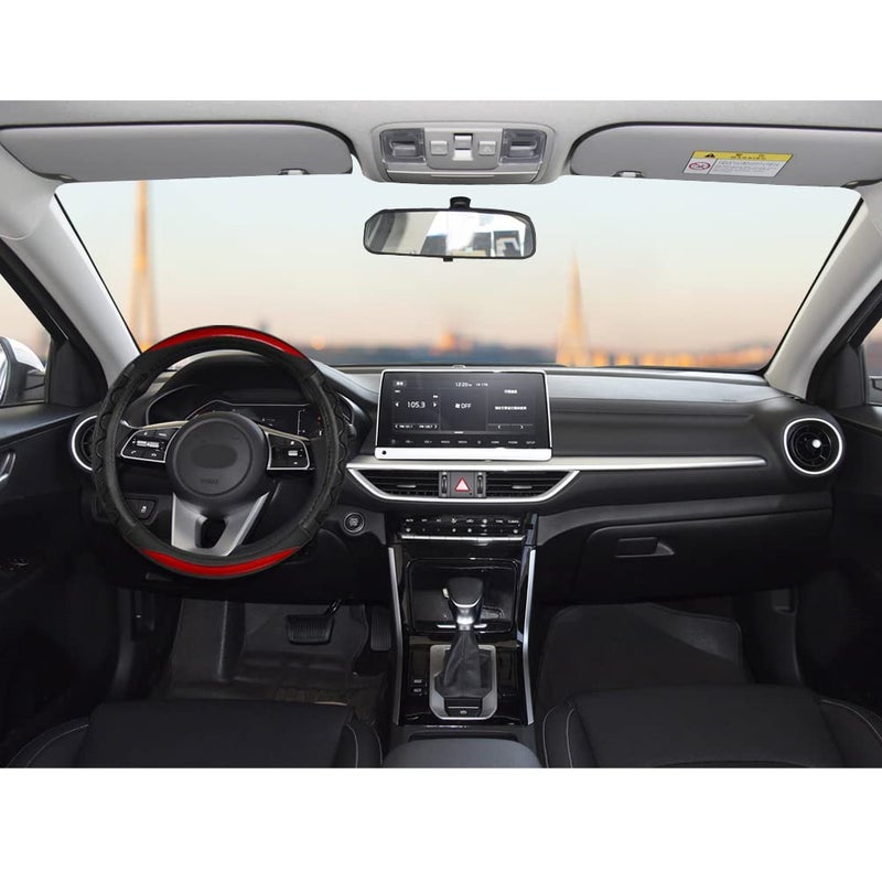 GIANT PANDA Steering Wheel Cover for Kia Soul,Sportage,Forte,Optima,Telluride(3D Honeycomb-Red-Standard Size) - Image 3