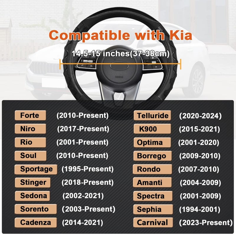 GIANT PANDA Steering Wheel Cover for Kia Soul,Sportage,Forte,Optima,Telluride(3D Honeycomb-Red-Standard Size) - Image 2