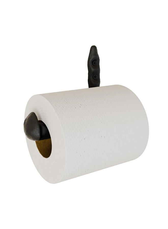 Rustic State Puntal Toilet Paper Holder Cast Iron Tissue Roll Hanger with Hammered Texture - Railroad Spike Industrial Design - Black - Image 5