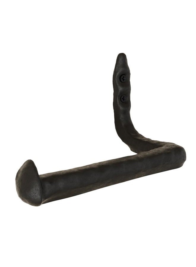 Rustic State Puntal Toilet Paper Holder Cast Iron Tissue Roll Hanger with Hammered Texture - Railroad Spike Industrial Design - Black - Image 1
