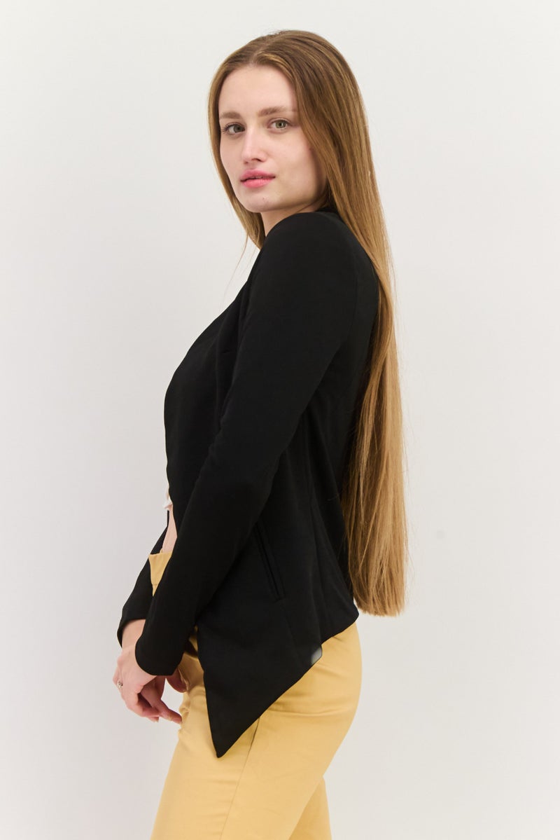 BCBGeneration Women Split Neck Solid Long Sleeve Cardigan, Black - Image 2