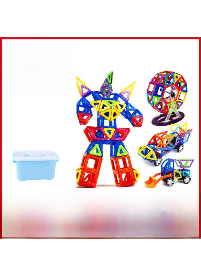 Strong Magnetic Toy Children's Educational Magnetic Building Blocks Assembly Colorful Window Set Rod Sheet Refill-Specifications:Medium Pure Magnetic Film 72-piece Set (storage Box + Ferris Wheel + Wheel Set) - Image 2