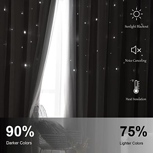 Loyala Star Blackout Curtains for Bedroom, Nursery Double Layer Curtains Cute Curtains, Kids Curtains for Boys, 63 Inch Length 2 Panels, Grey Curtains, 52 X 63 Inches - Image 4