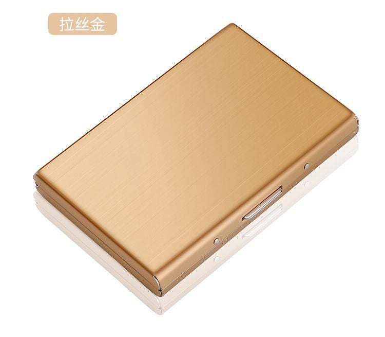 Multi-Slot Stainless Steel RFID-Blocking Wallet for Men Gold 6 Card 