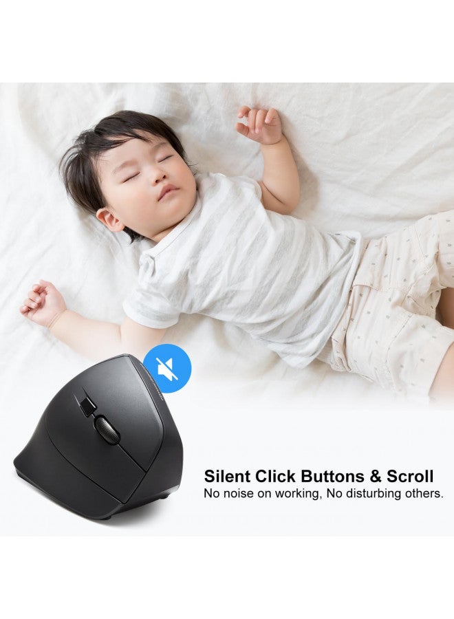 SANWA ماوس سانوا اللاسلكي بتردد 2.4G، ماوس عمودي مريح، نقرة صامتة بدون صوت، (800/1200/1600 DPI قابل للتعديل، 6 أزرار) متوافق مع ماك بوك، لابتوب، ويندوز، ماك أو إس - Image 2