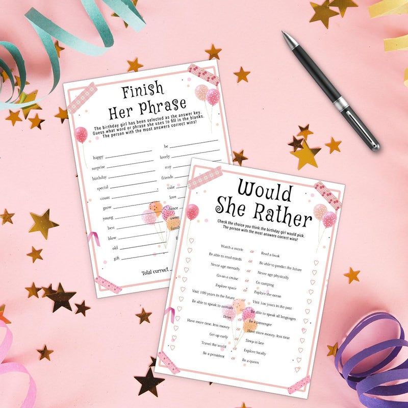 ALodr Birthday Party Games Set for Girls, Funny Girls Party Game, Girl Birthdayâ€˜s Supplies, Activity, Decorations, Includes Who Knows the Birthday Girl Best, Scattergories, 20 Double Sided Games Cards - Image 4