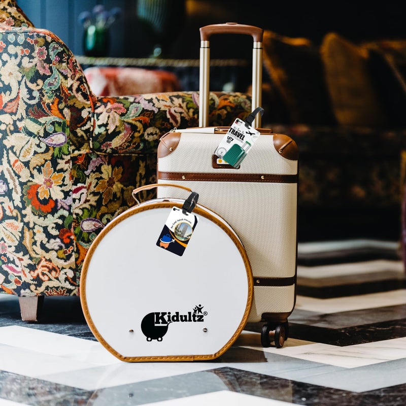 Kidultz (Set of 10) Synthetic Luggage Tags with Black Strap Loop | Durable, Waterproof, Anti-Break Travel ID Tags for Suitcases, Backpacks, School & Office Bags (Set 1) - Image 5