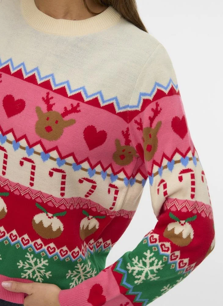 VERO MODA Christmas Printed Sweater
