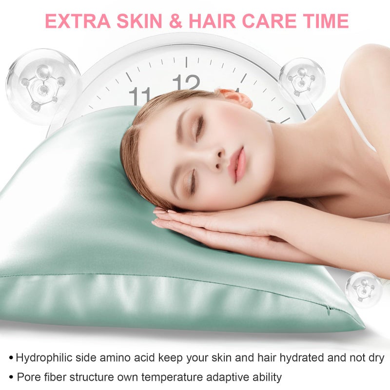 LYSHIN Mulberry Silk Pillow Cases 2 Pack Standard Size 20x26 Inches with Hidden Zipper  Ultra Smooth and Soft Breathable Cooling Silk Satin Pillowcase Set of 2  Better for Hair and Skin  Gifts for Women Men - Image 3