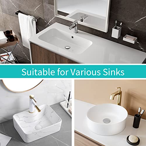 HAPPUP Sink Stopper, Bathroom Sink Drain Strainer with Hair Catcher, for 1.04’’~1.97’’ Drain Hole, Brass Universal Drain Cover, Pop Up Basin Plug - Image 2