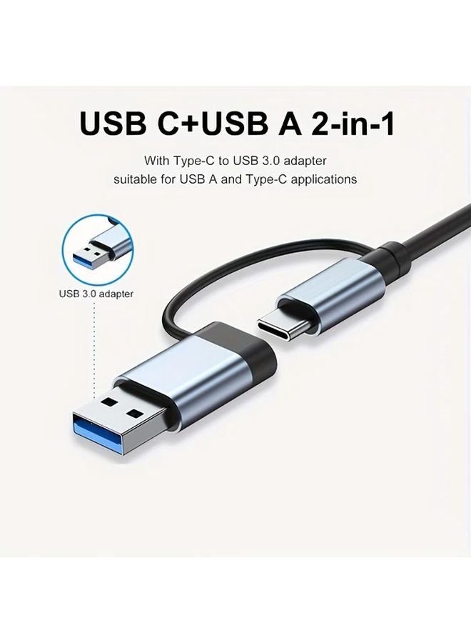 Gray 8 In 1 USB C Hub With Card Reader Audio Output For MacBook iPad - Image 3
