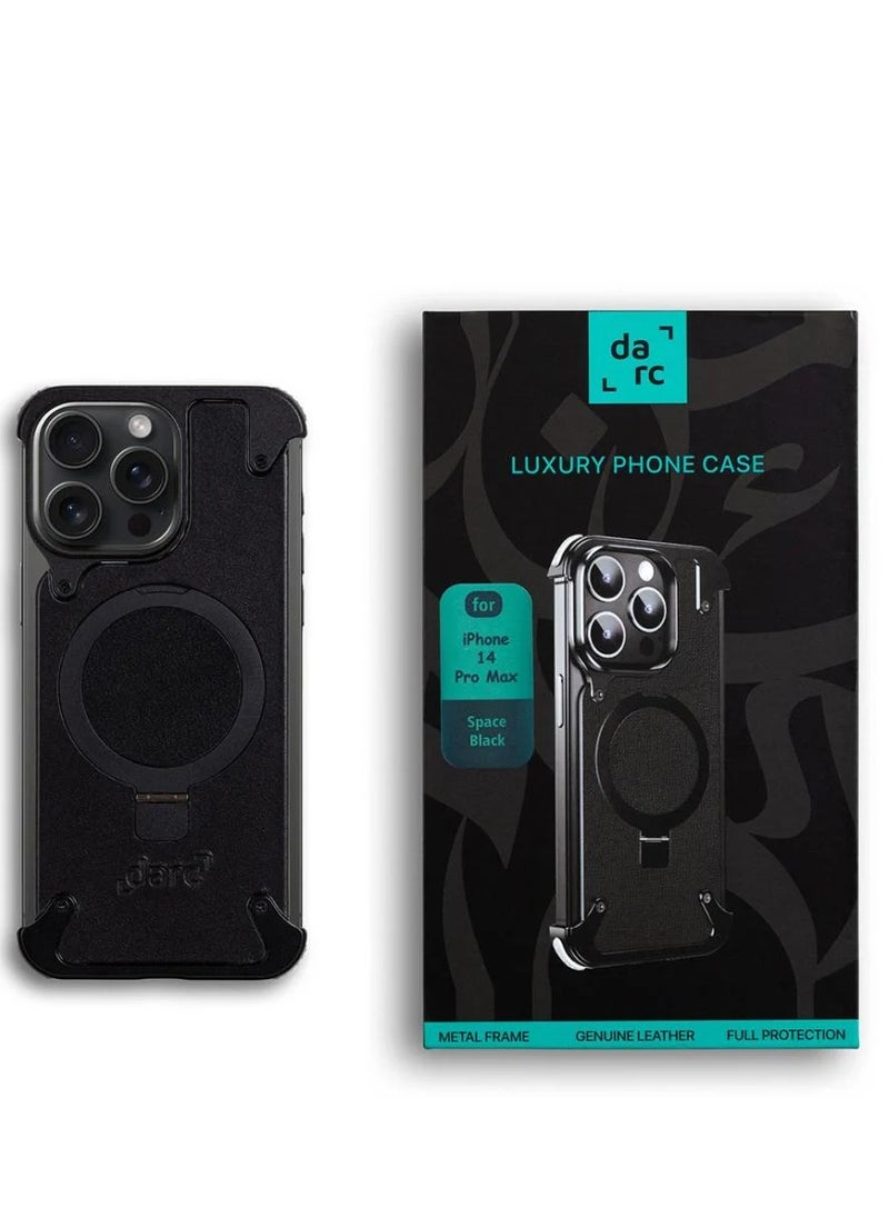 darc Leather Case for iPhone 14 Pro Max Black Titanium  - Image 1