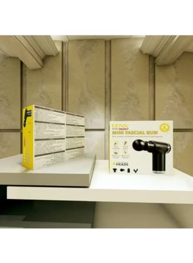 Denx Deep Tissue Ficial Massage Gun – Full-Body Muscle Pain Relief | Quiet High-Torque Motor | 4 Interchangeable Massage Heads | Adjustable Speed Levels | Handheld Percussion Massager for Post-Workout Recovery, Relaxation & Stress Relief – Black - Image 4