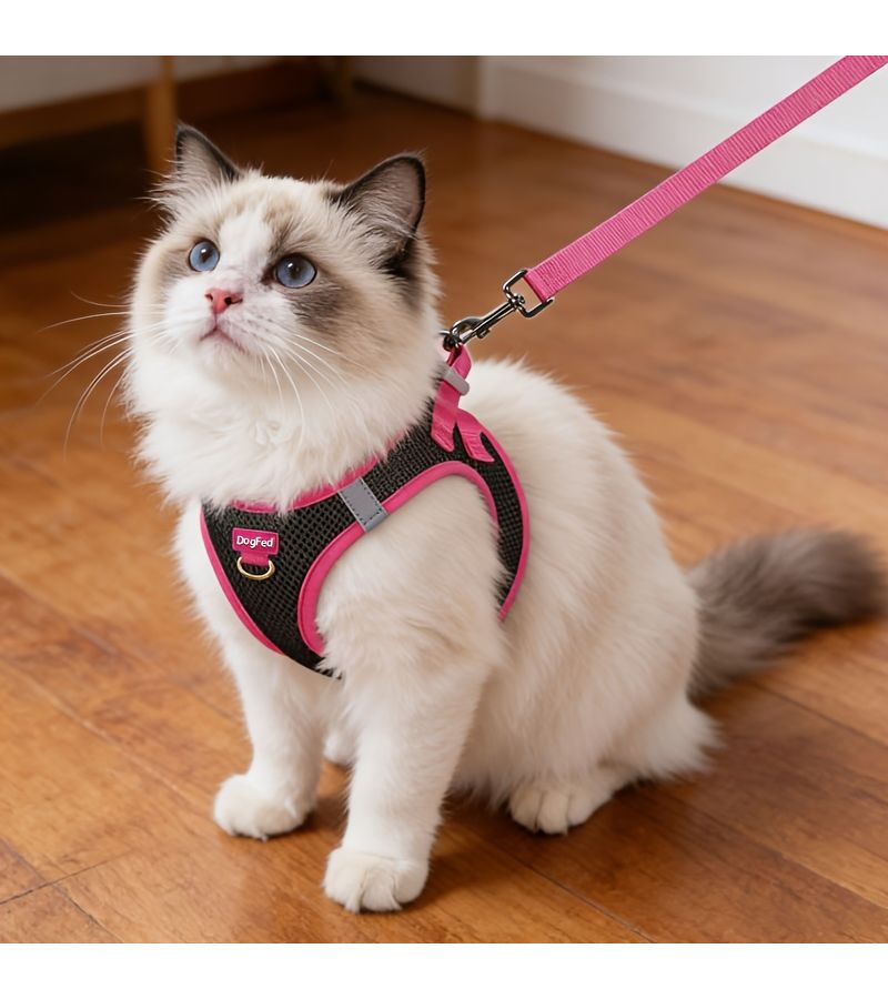 Dog Harness And Leash Set For Small Pets Chest Back Harness Pink S - Image 4