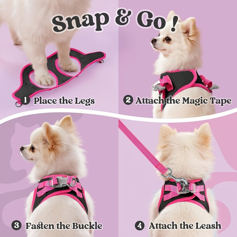 Dog Harness And Leash Set For Small Pets Chest Back Harness Pink S - Image 5