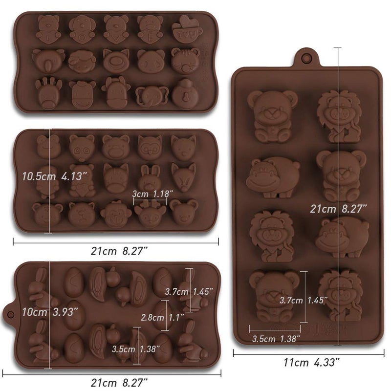 Cozihom Diverse Animal Silicone Chocolate Making Molds  Food Grade Silicone For Chocolate  Candy  Ice Cube  Dog Treats. 4 Pcs - Image 2