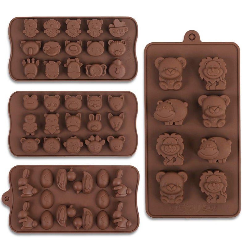 Cozihom Diverse Animal Silicone Chocolate Making Molds  Food Grade Silicone For Chocolate  Candy  Ice Cube  Dog Treats. 4 Pcs - Image 1